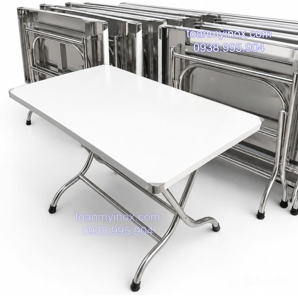 Bàn chữ nhật 1m2 inox 304 cao cấp (3)