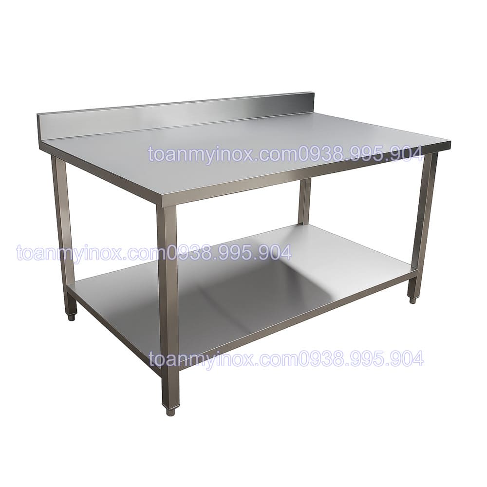 Bàn inox 2 tầng có gáy