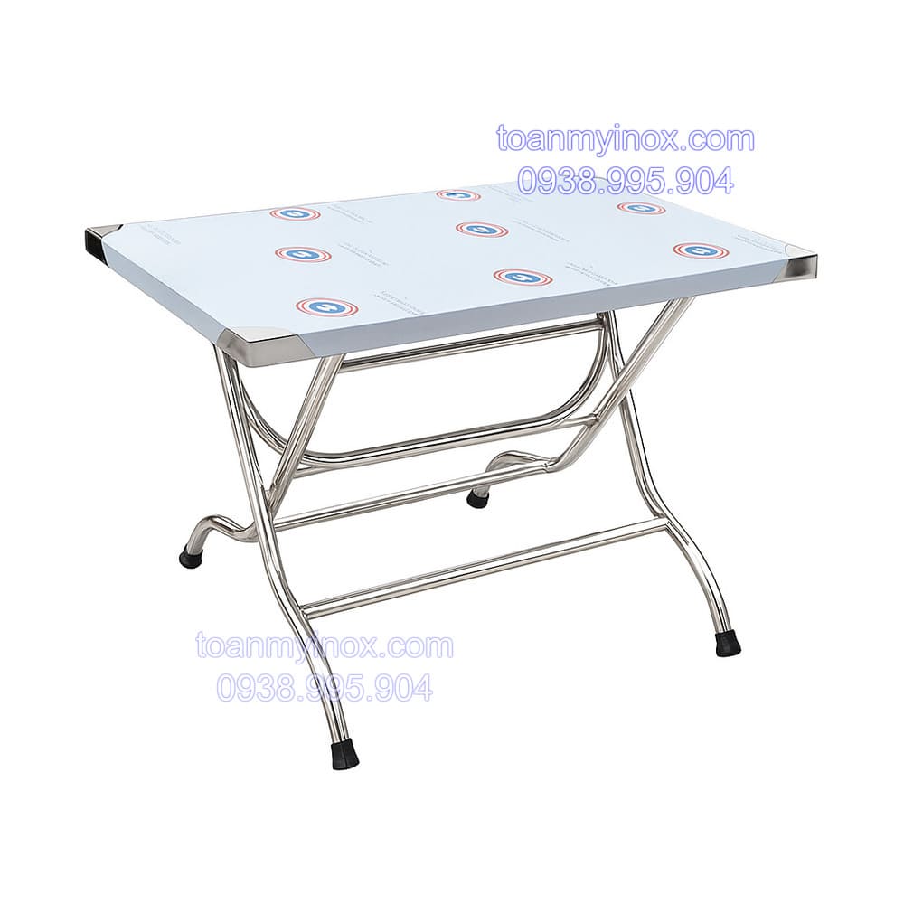 Bàn inox chữ nhật 1m chân xếp gọn