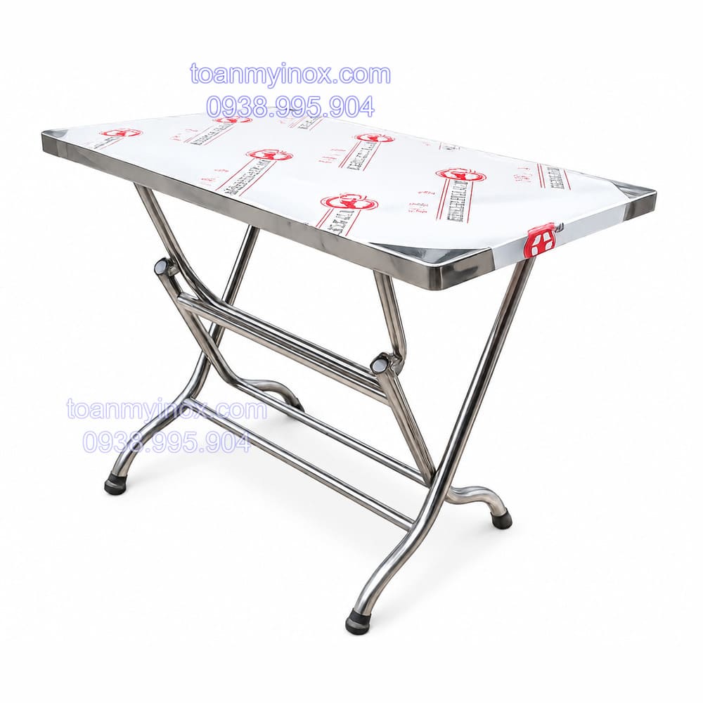 bàn inox chữ nhật 1m2 xếp gọn giá rẻ