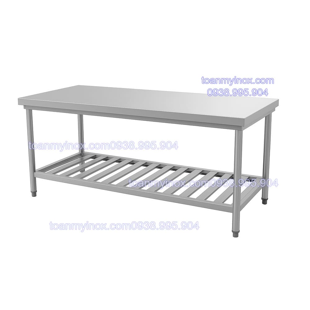 bàn inox công nghiệp 1 tầng inox 1 tầng song