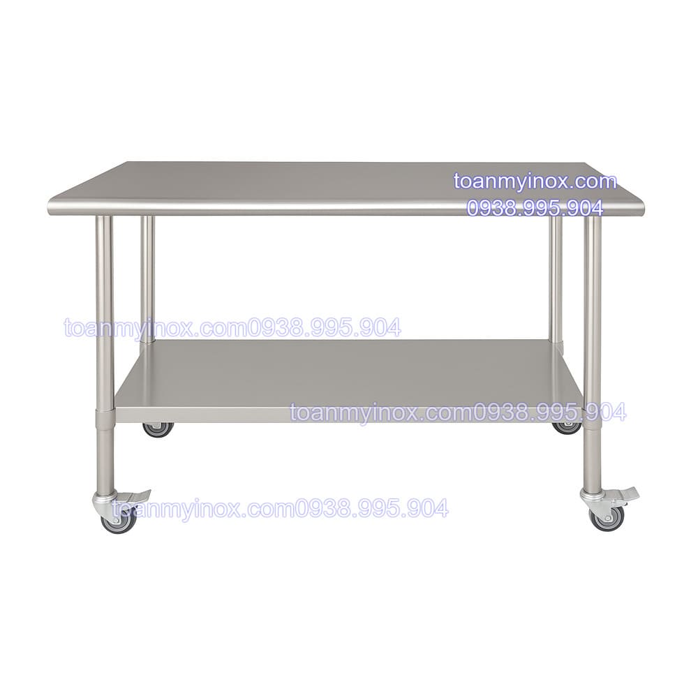 bàn inox công nghiệp có bánh xe