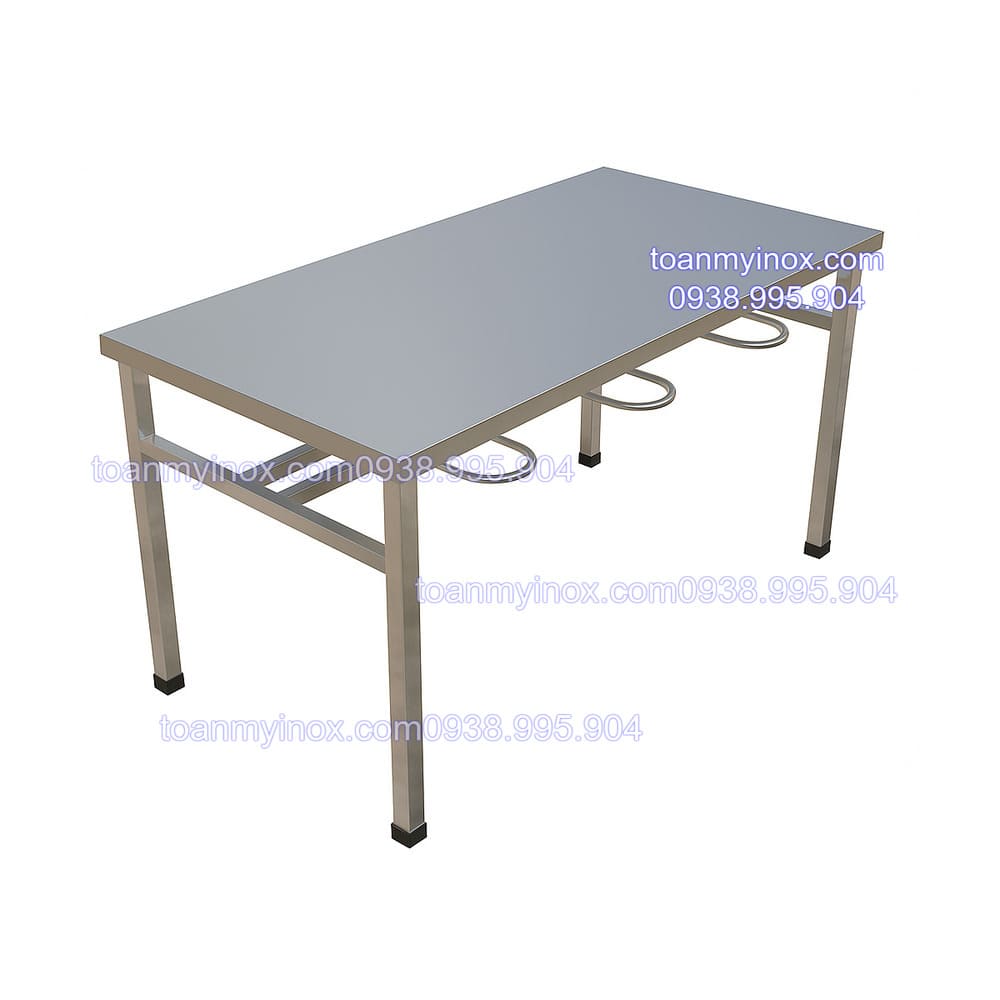 bàn inox công nghiệp có móc treo ghế
