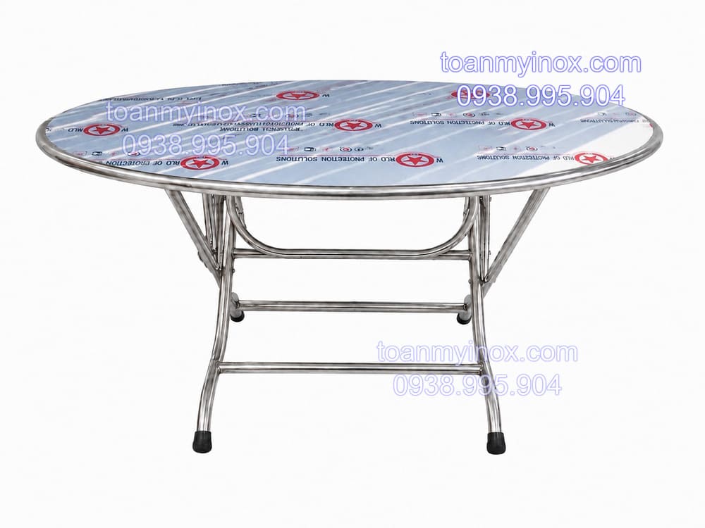 Bàn inox tròn 1m4 chân xếp gọn giá rẻ (2)