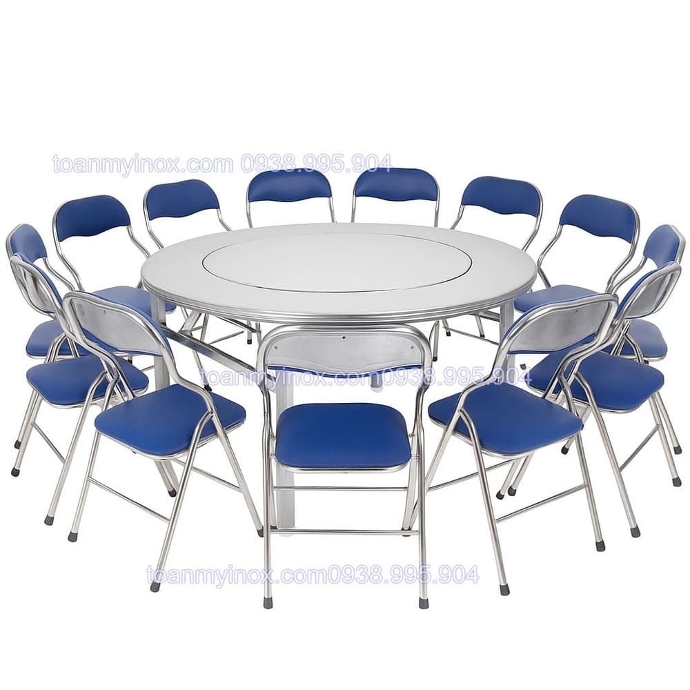 bàn inox tròn 1m4 có mâm xoay 360 độ (2)