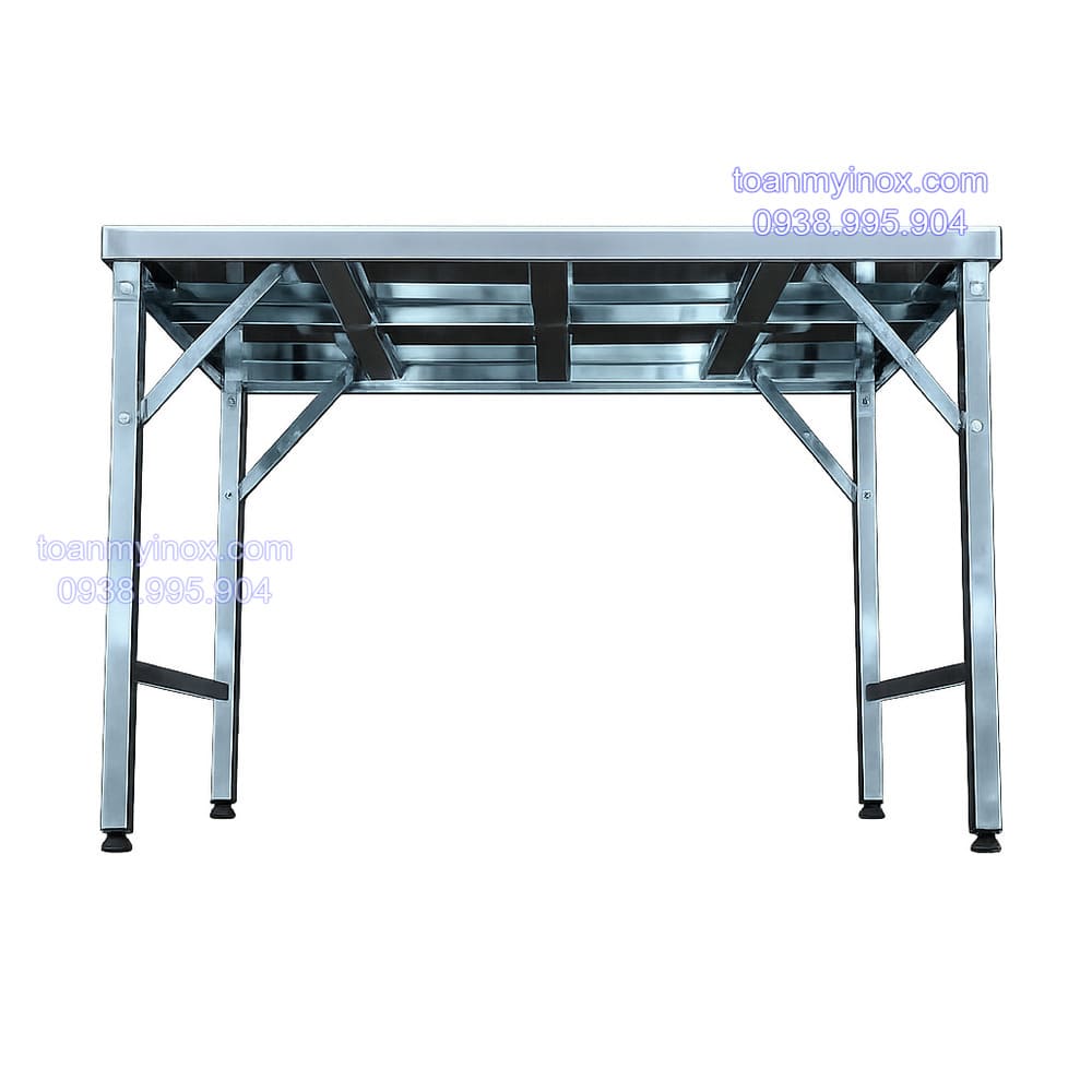 Bàn inox xếp công nghiệp chữ nhật 1m6 (2)