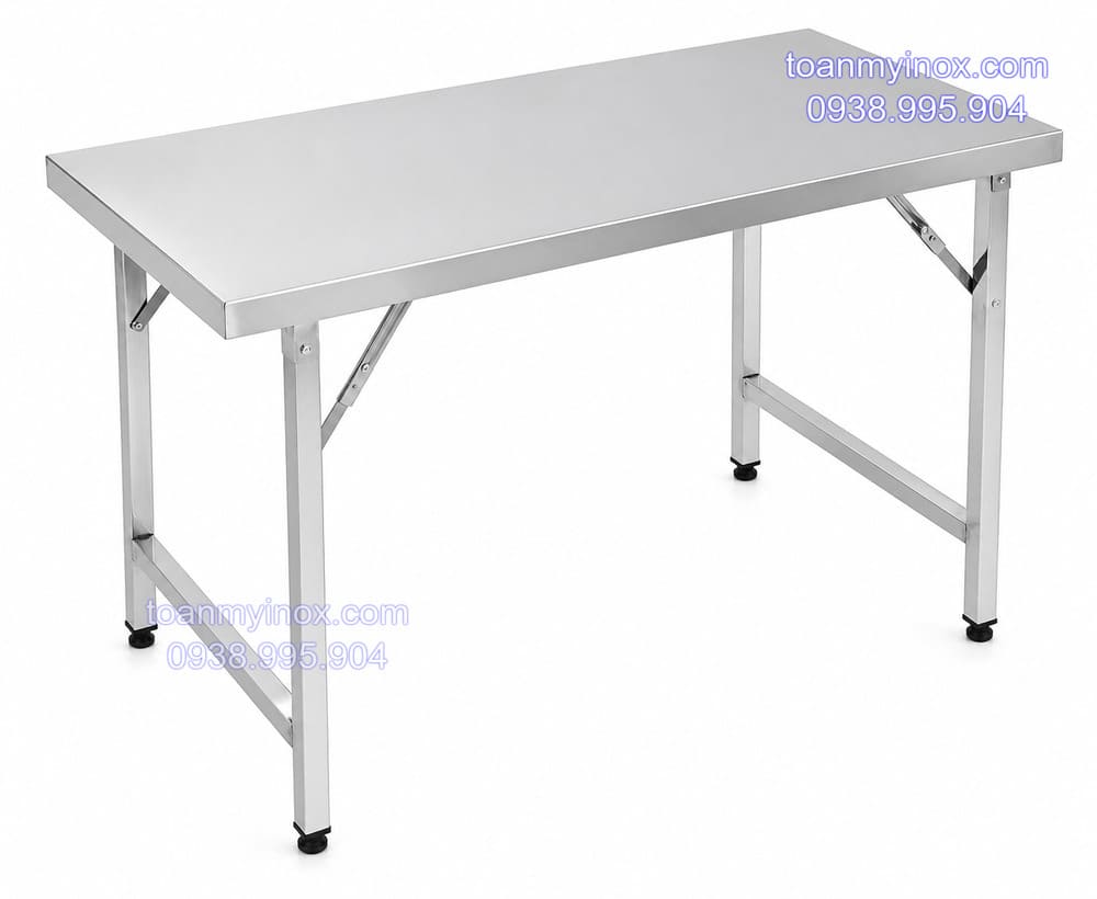 bàn inox xếp công nghiệp chữ nhật 1m6 inox 304 (1)