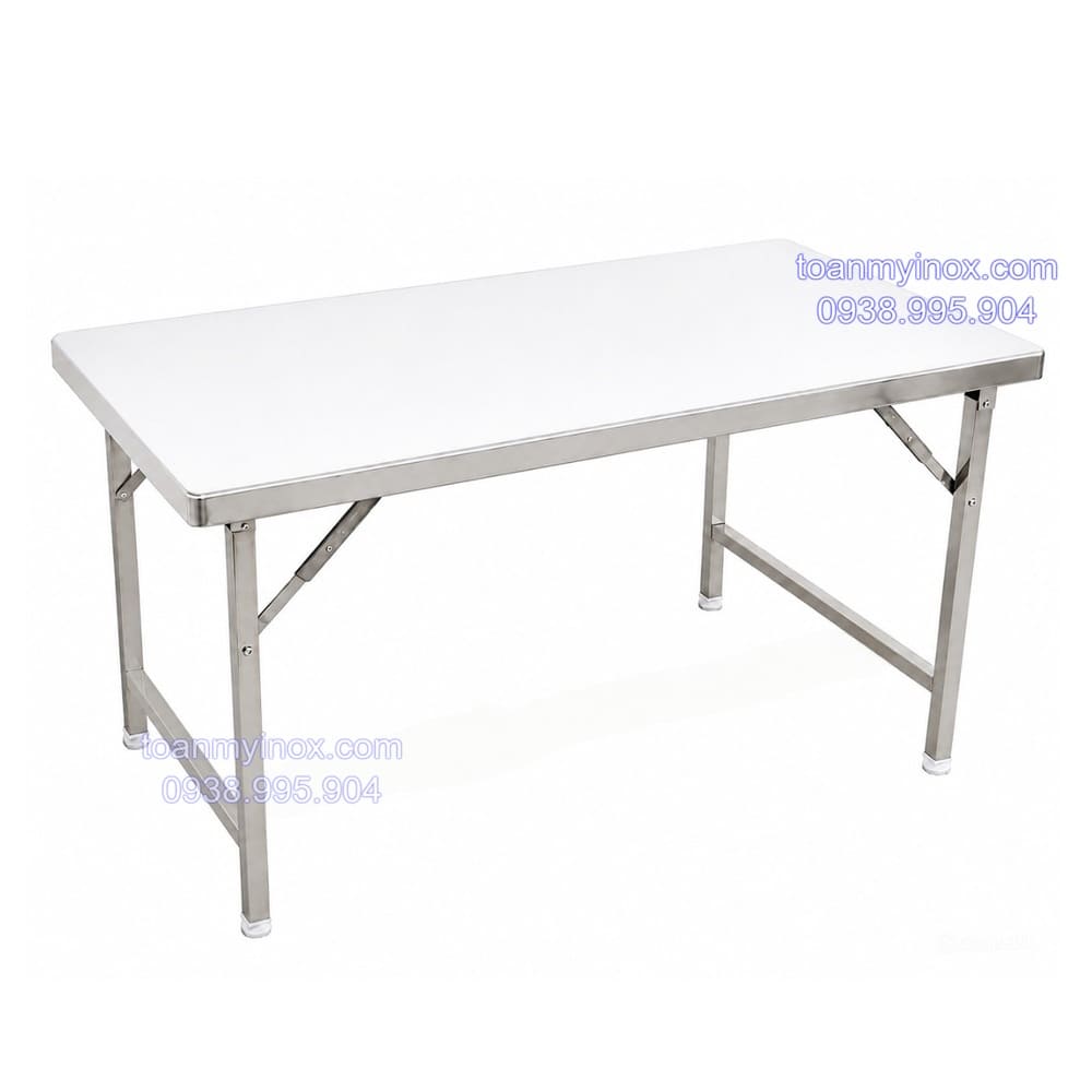 Bàn inox xếp công nghiệp chữ nhật 1m8 inox 304