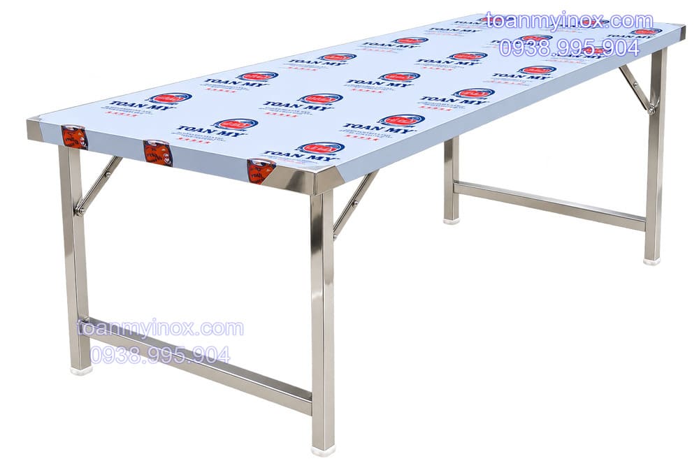 Bàn inox xếp công nghiệp chữ nhật 1m8
