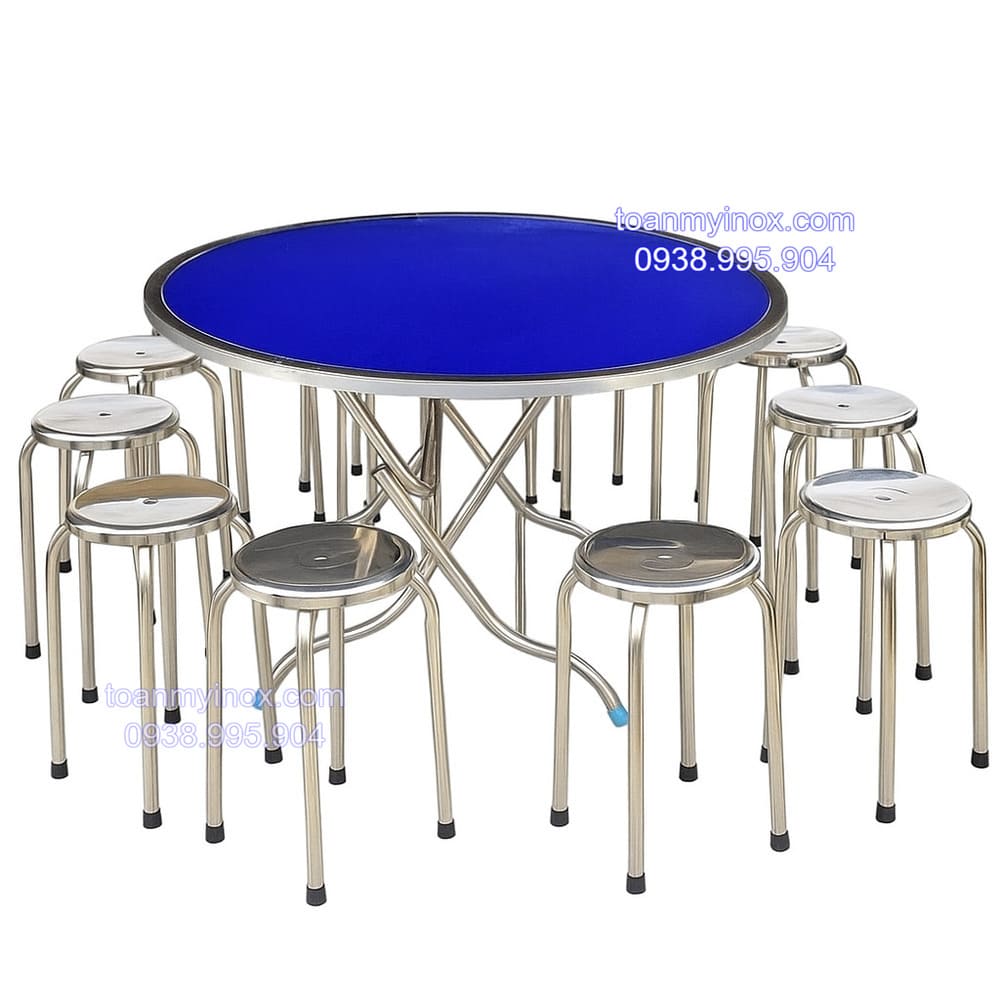 Bàn tròn inox 10 ghế chịu lực cao cấp (1)