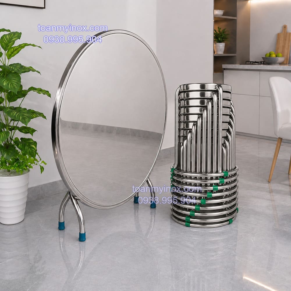 Bàn tròn inox 10 ghế chịu lực cao cấp (2)