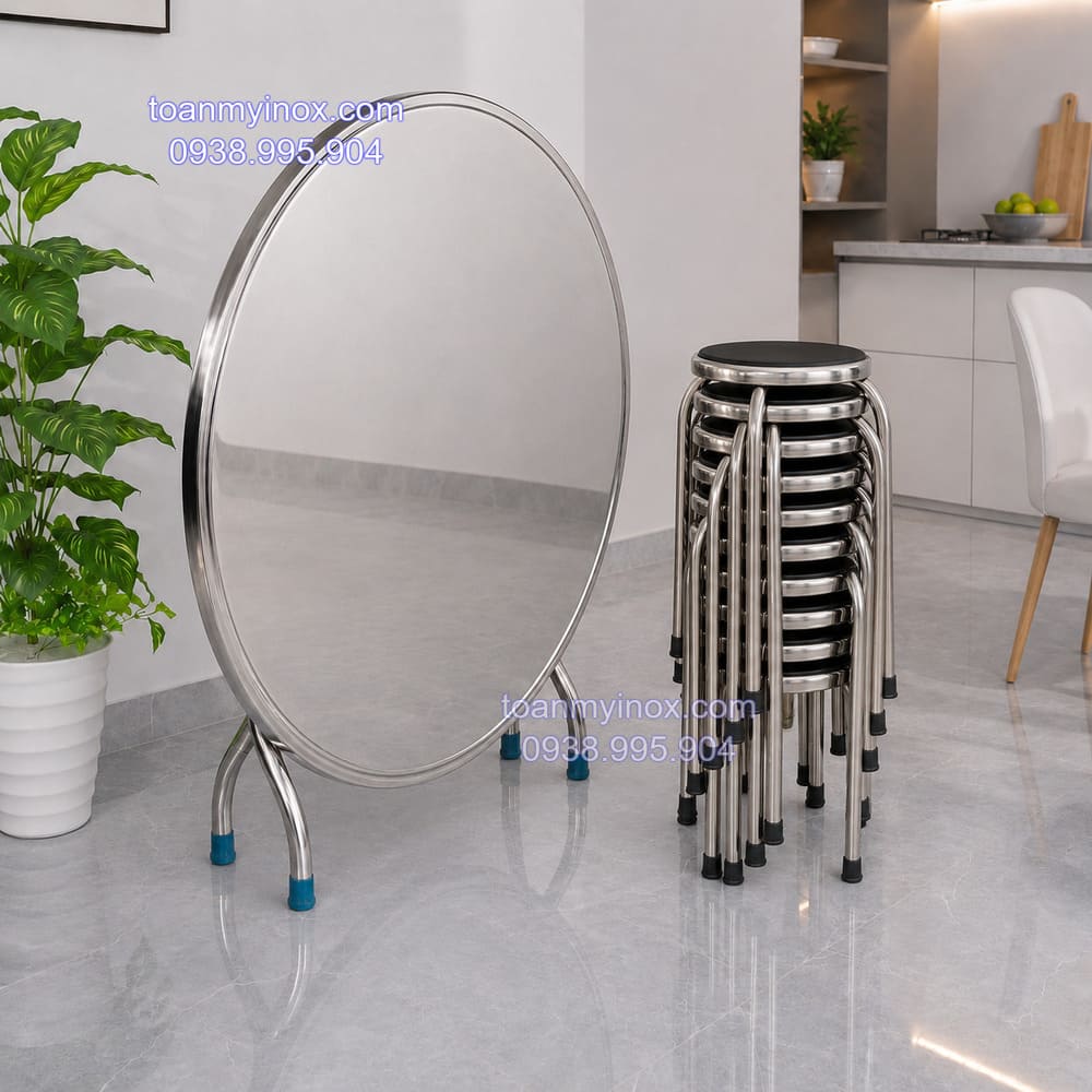 Bàn tròn inox 10 ghế chịu lực cao cấp (3)