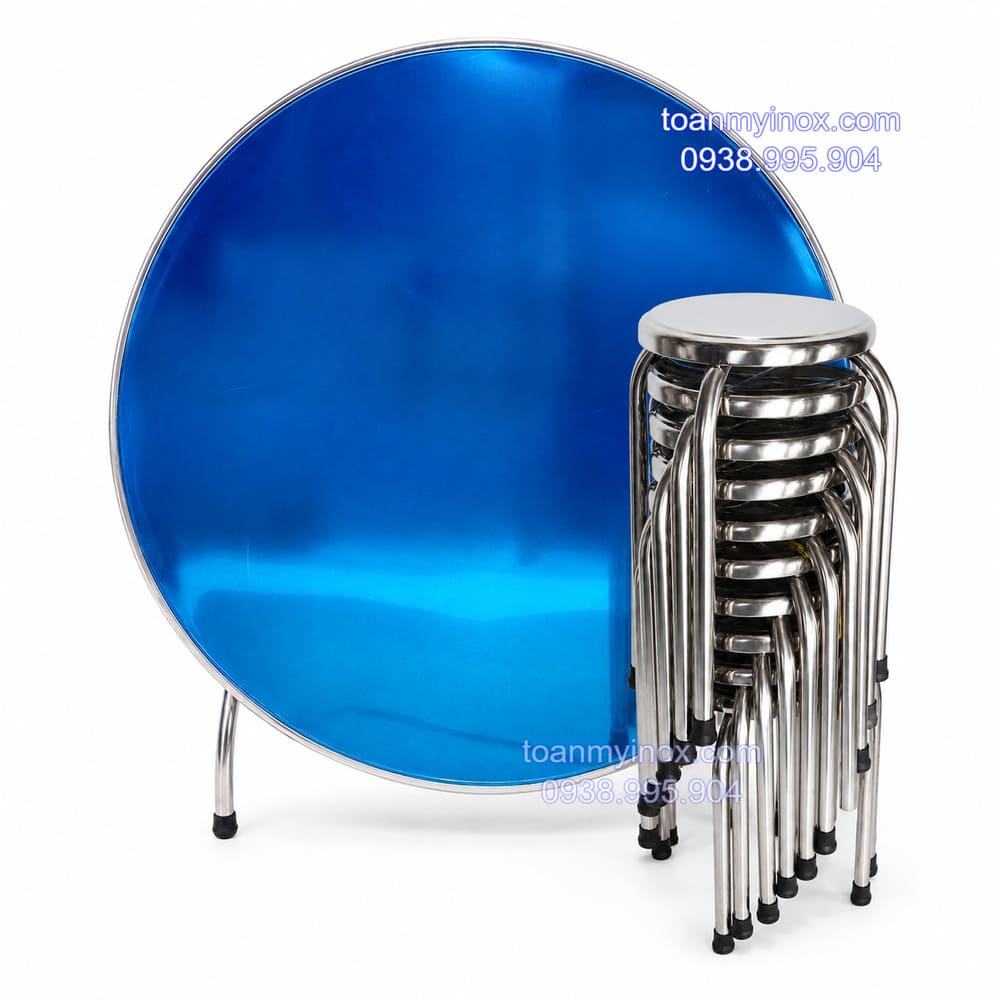 Bàn tròn inox 10 ghế chịu lực cao cấp