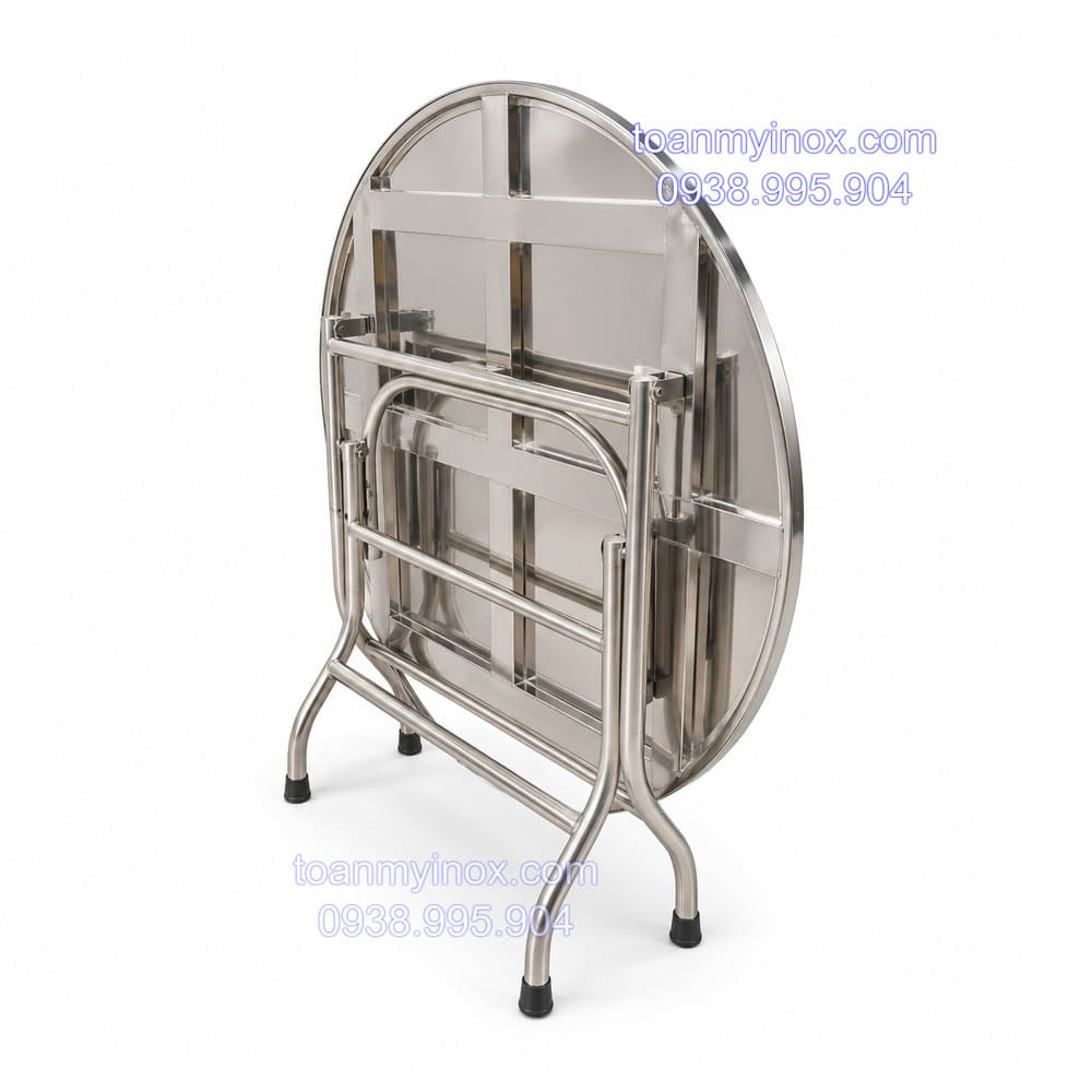 Bàn tròn inox 1m2 chân xếp gọn (2)