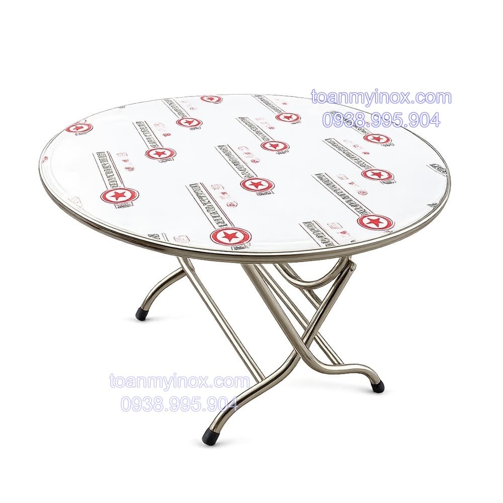 Bàn tròn inox 1m2 xếp gọn giá rẻ (1)
