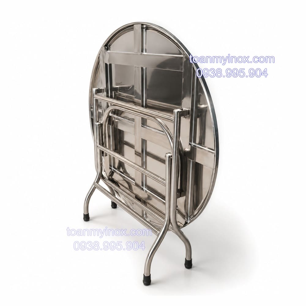 Bàn tròn inox 1m2 xếp gọn giá rẻ (2)