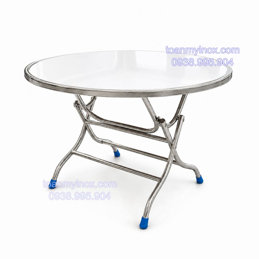 Bàn tròn inox 304 cạnh vuông 1m2