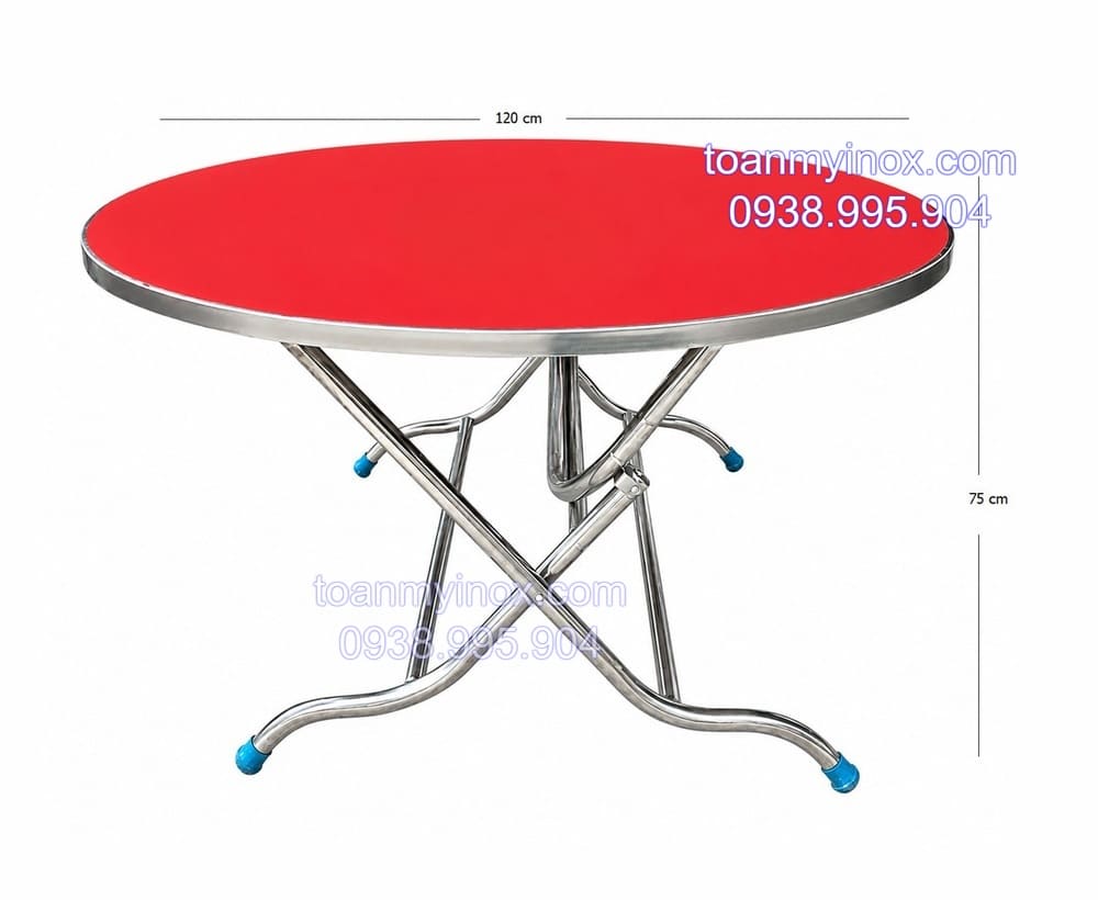 Bàn tròn inox 304 cạnh vuông 1m2 cao cấp