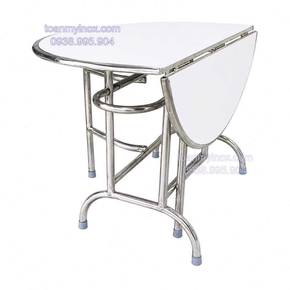 Bàn tròn inox 304 xếp 3 mặt 1m2 (2)