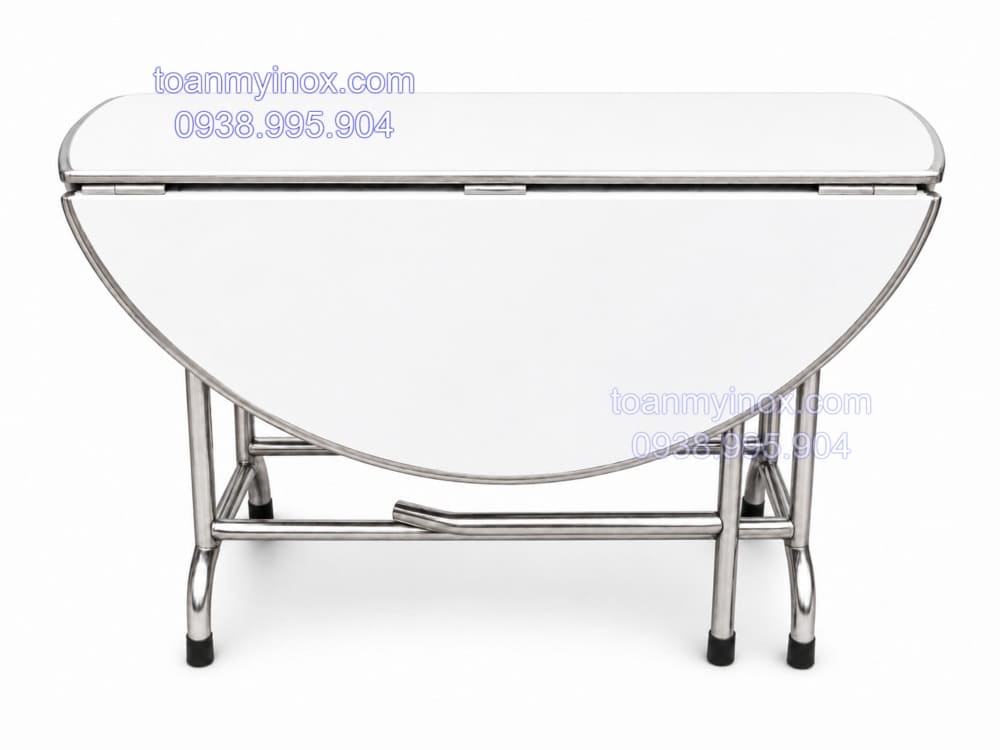 Bàn tròn inox 304 xếp 3 mặt 1m2 (3)