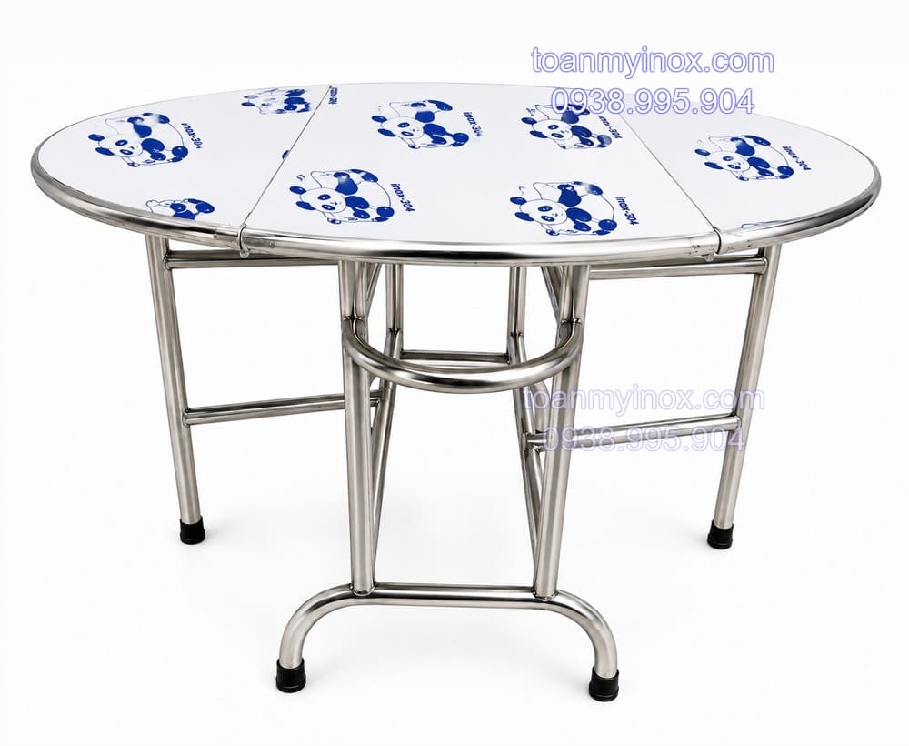 Bàn tròn xếp 3 mặt inox 304 (1)