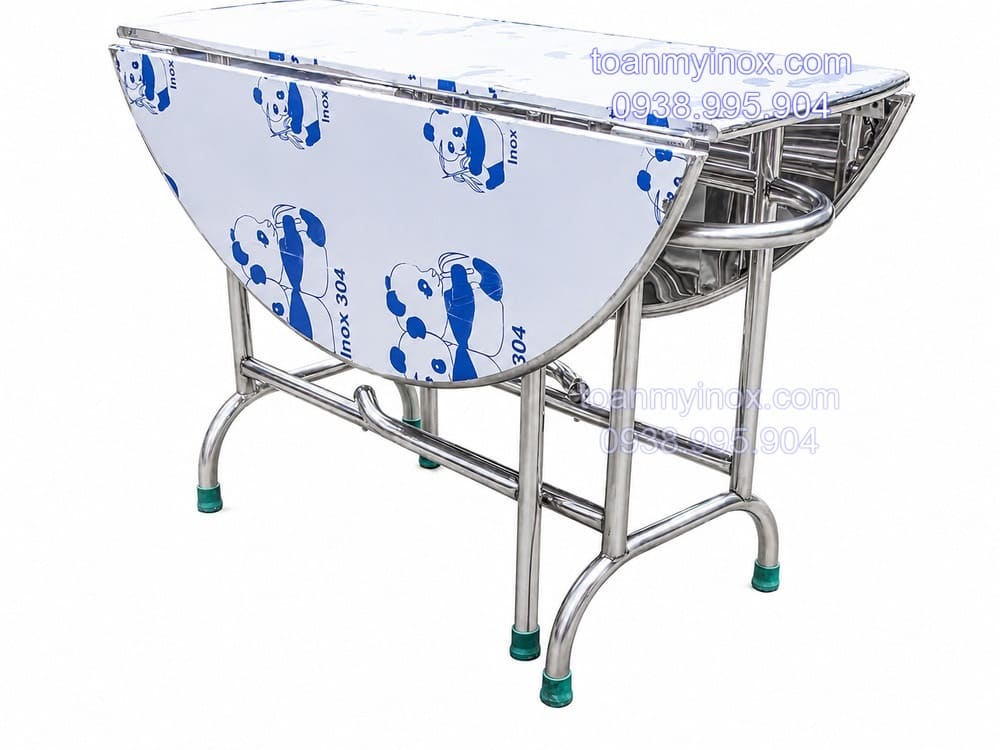 Bàn tròn xếp 3 mặt inox 304 (2)