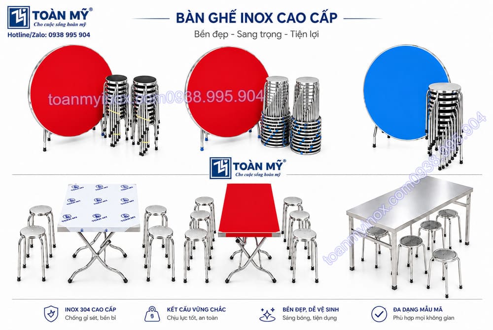 Bộ bàn ghế inox