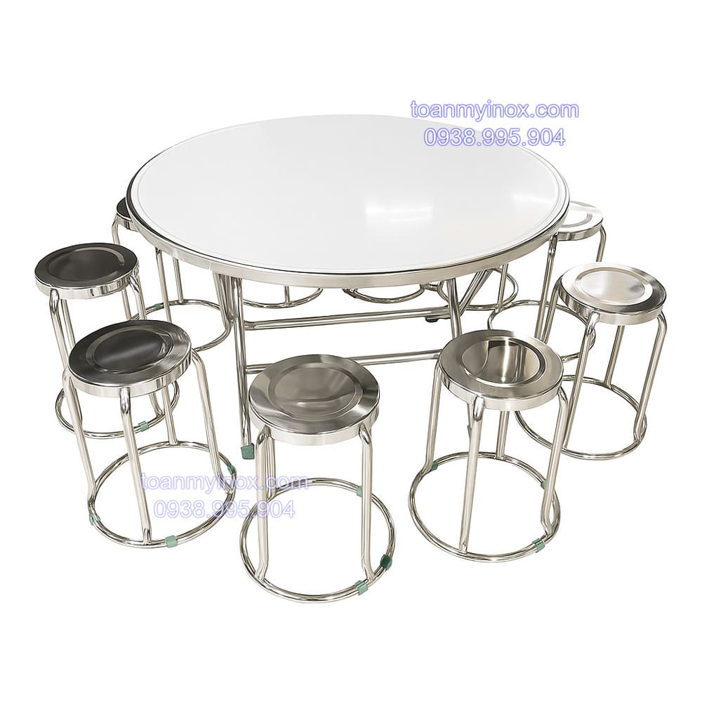 Bộ bàn tròn inox 304 1m2 10 ghế (2)