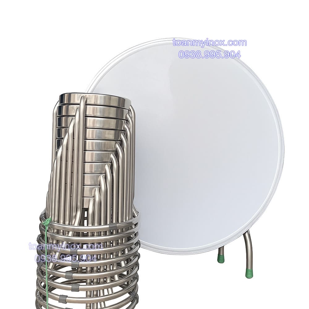 Bộ bàn tròn inox 304 1m2 10 ghế
