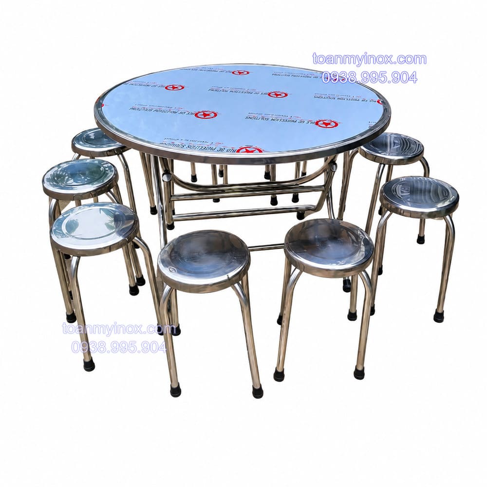 Bộ bàn tròn inox 10 người giá rẻ (3)