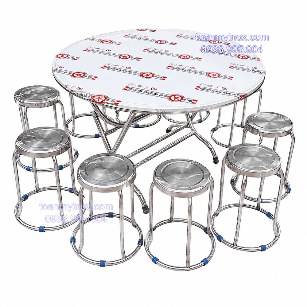 Bộ bàn tròn inox 10 người giá rẻ