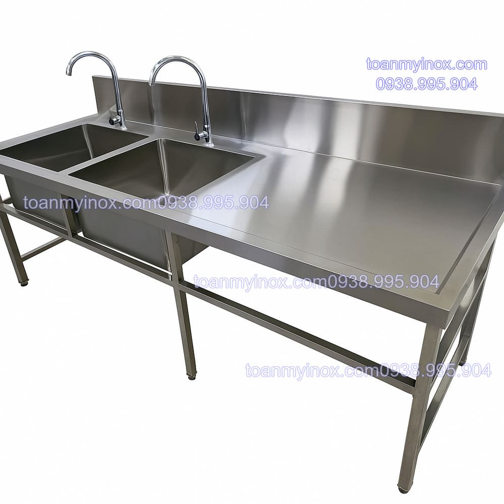 chậu rửa inox 2 hộc có bàn (1)
