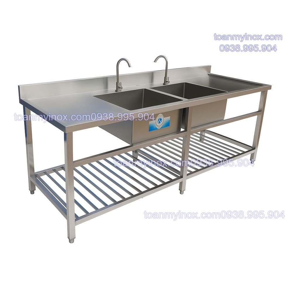 chậu rửa inox 2 hộc có bàn (2)
