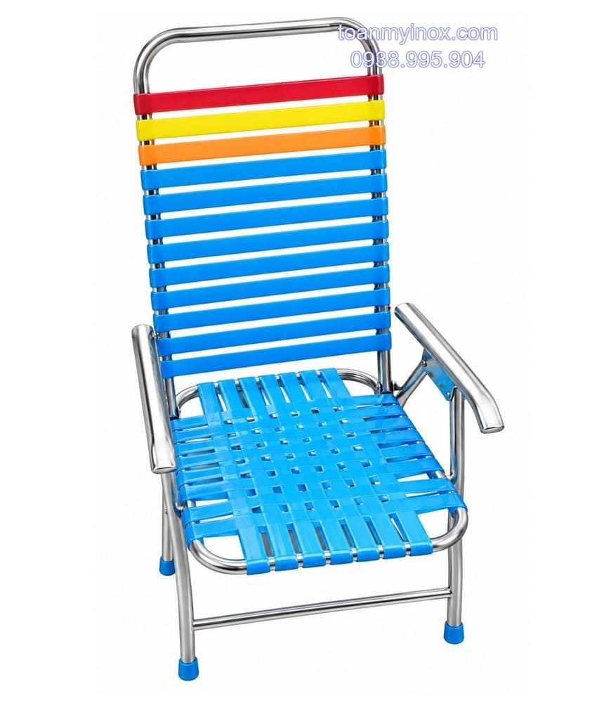 Ghế xếp cà phê inox đan dây nhựa chân thường (1)