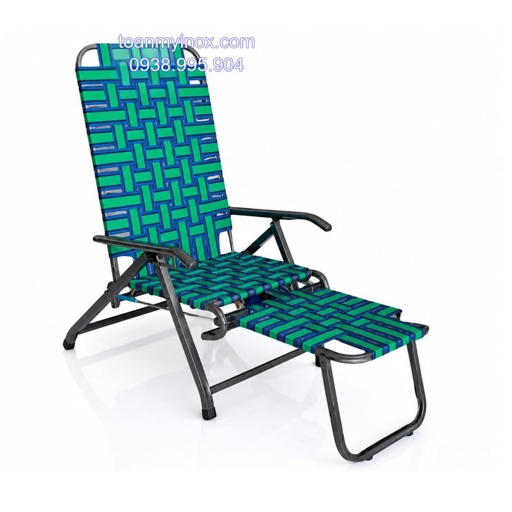 Ghế xếp đan dây vải bố có gác chân (1)