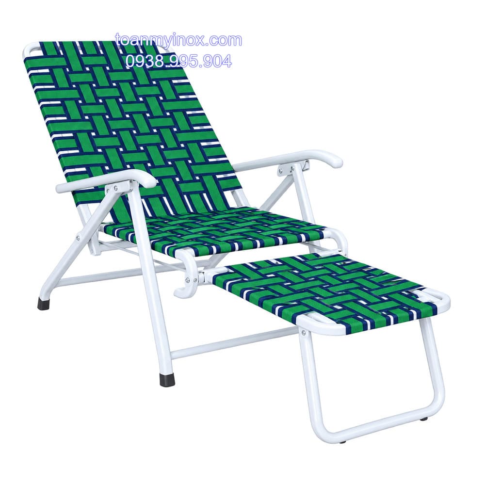 Ghế xếp đan dây vải bố có gác chân (2)