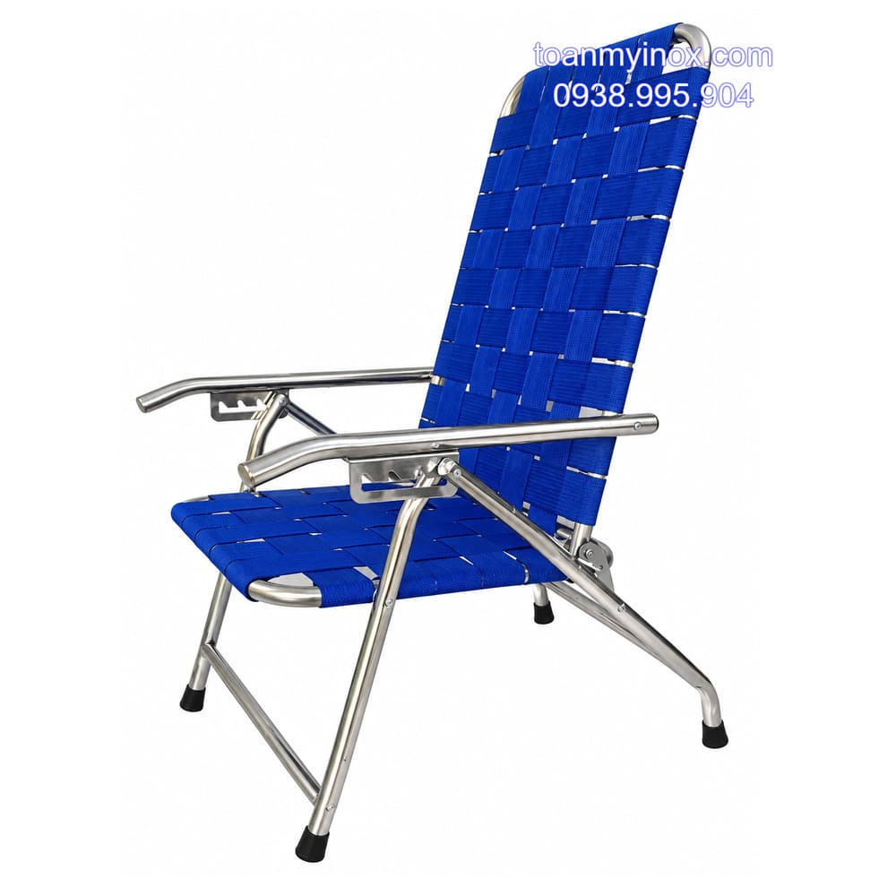 Ghế xếp đan dây vải bố inox không gác chân