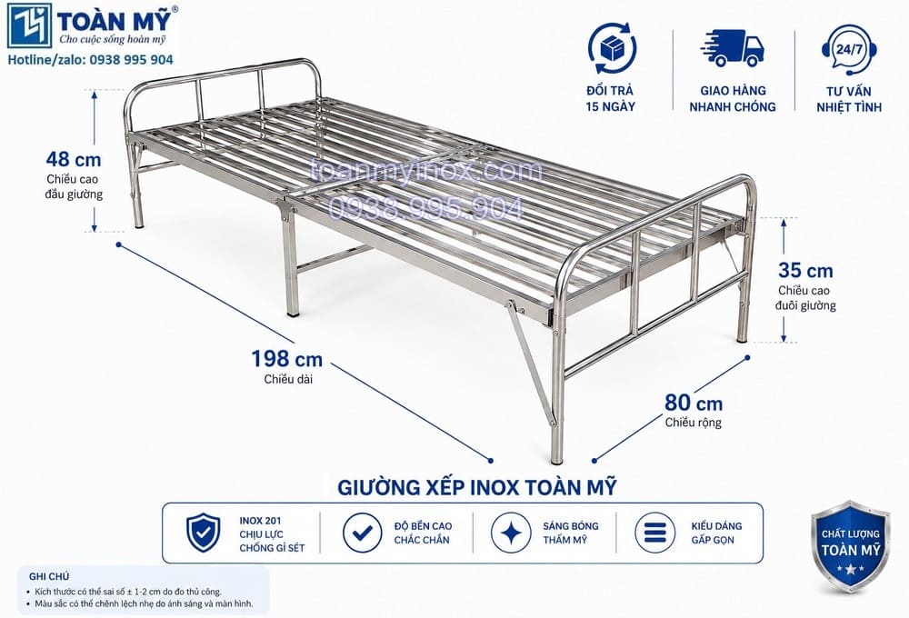 giường inox xếp gọn