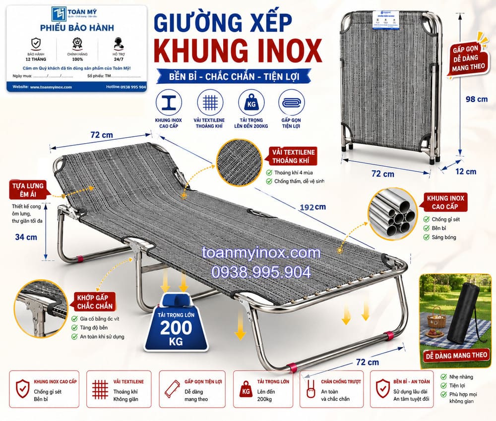 Giường xếp inox