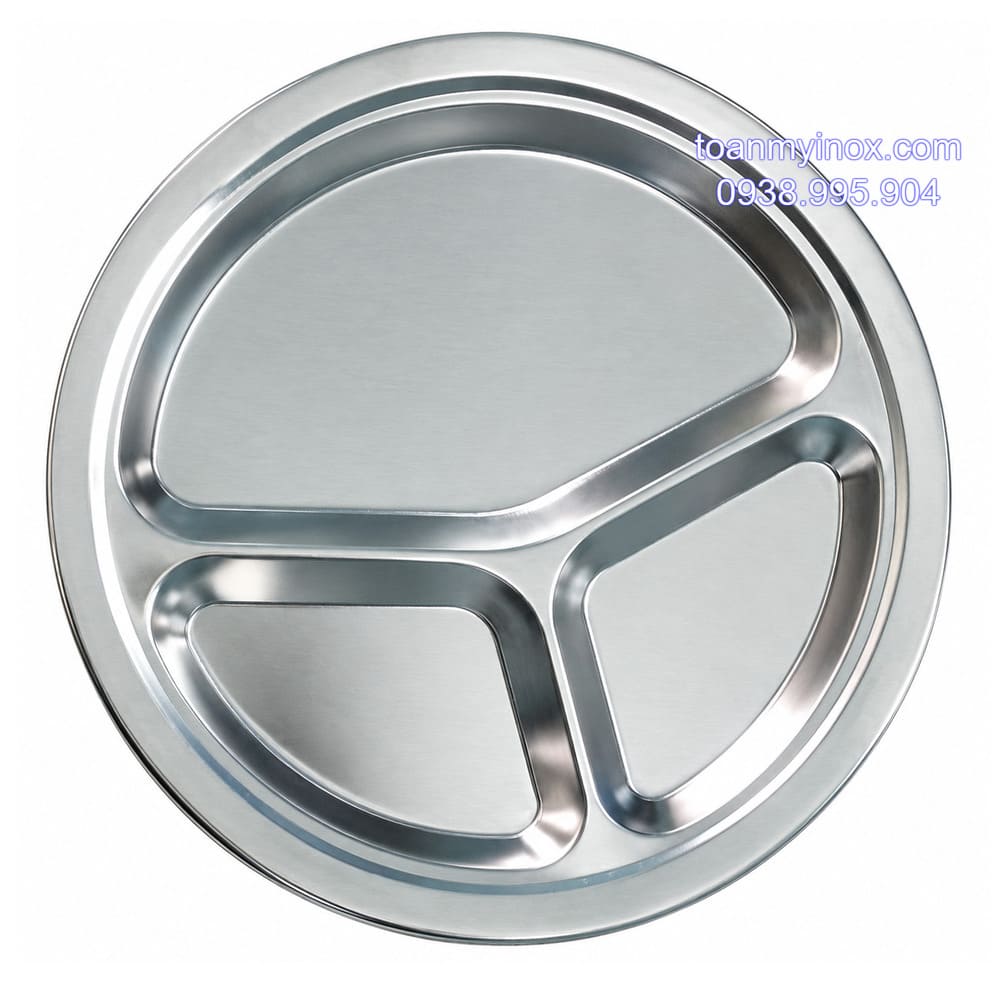 Khay cơm inox 3 ngăn tròn