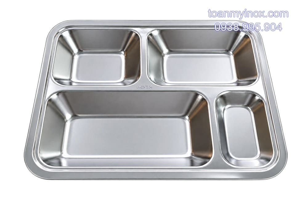 Khay cơm inox 4 ngăn 304 (1)