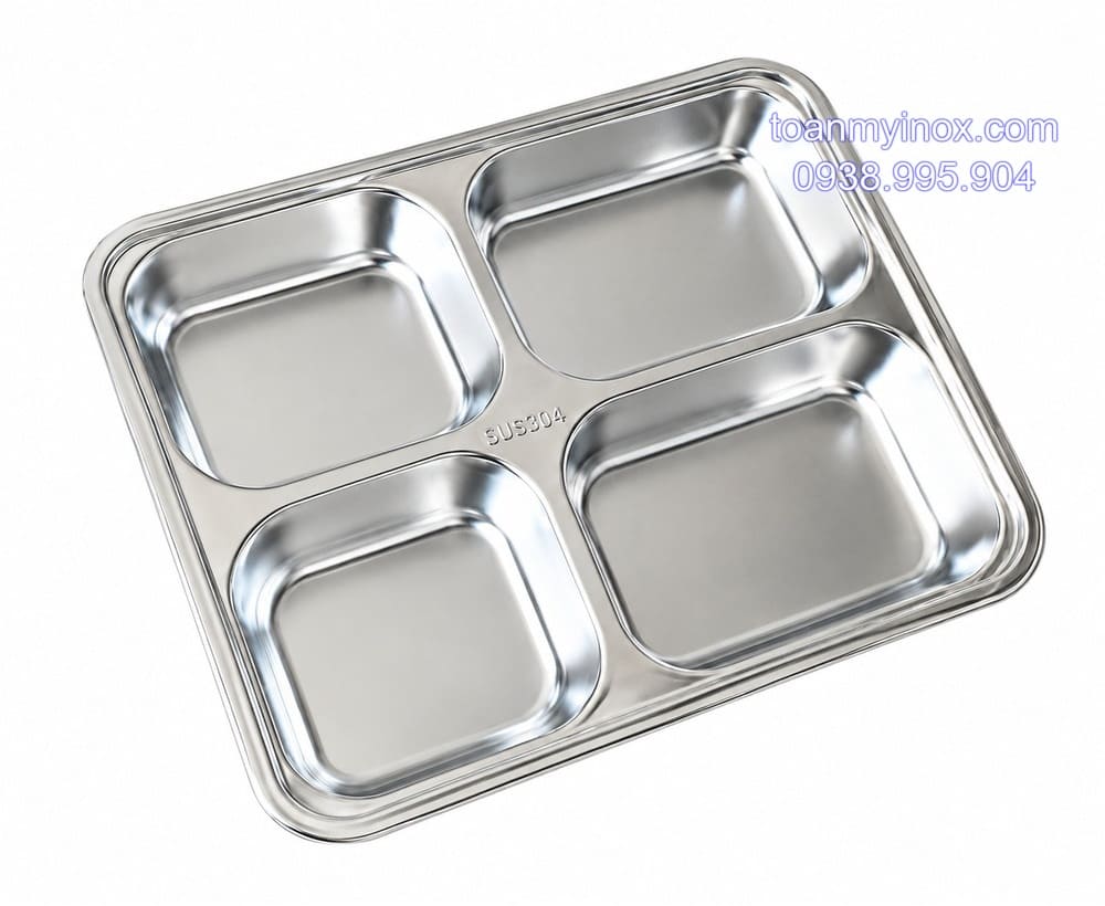 Khay cơm inox 4 ngăn sâu 304 (1)