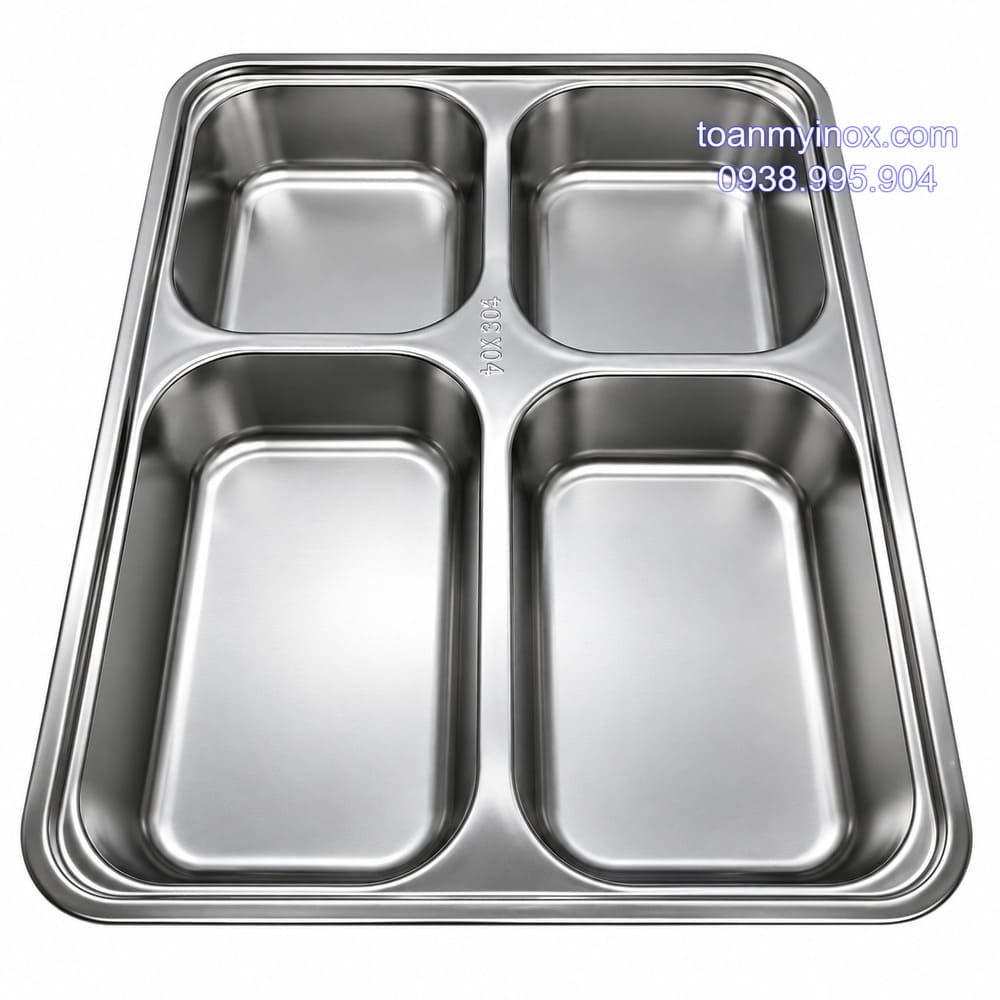 Khay cơm inox 4 ngăn sâu 304 (2)