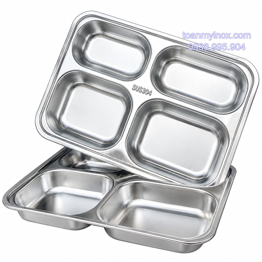 Khay cơm inox 4 ngăn sâu 304 (3)