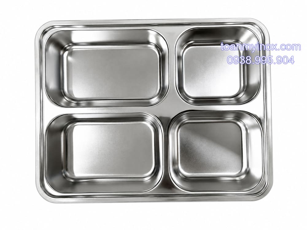 Khay cơm inox 4 ngăn sâu