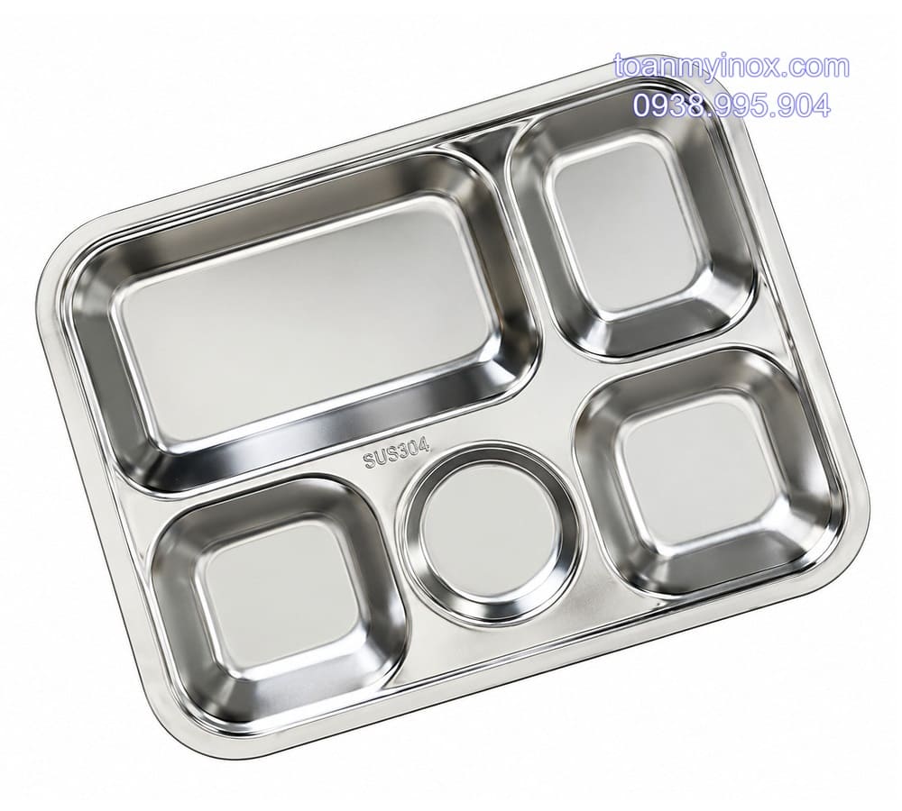 Khay cơm inox 5 ngăn 304 (1)