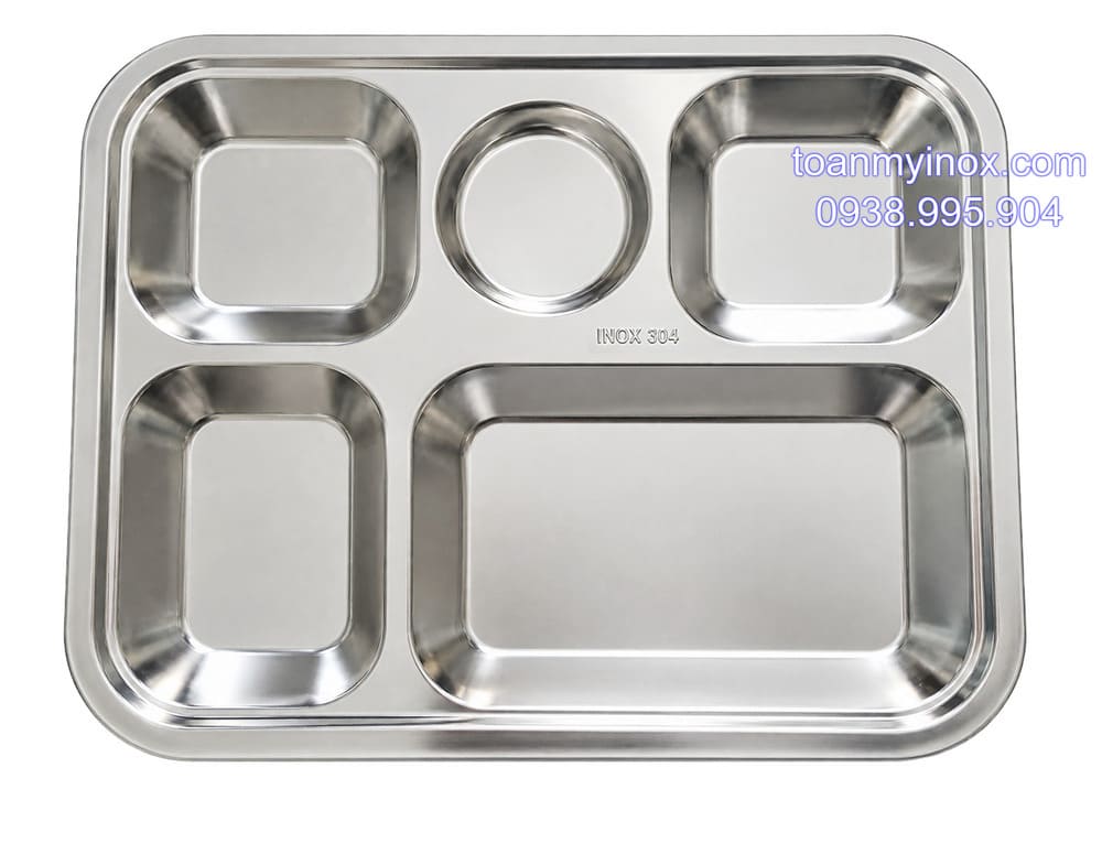 Khay cơm inox 5 ngăn 304