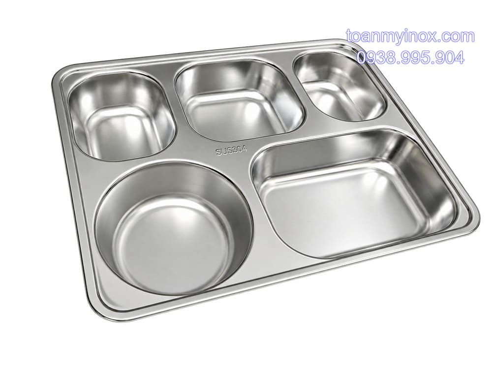 Khay cơm inox 5 ngăn sâu 304 (1)
