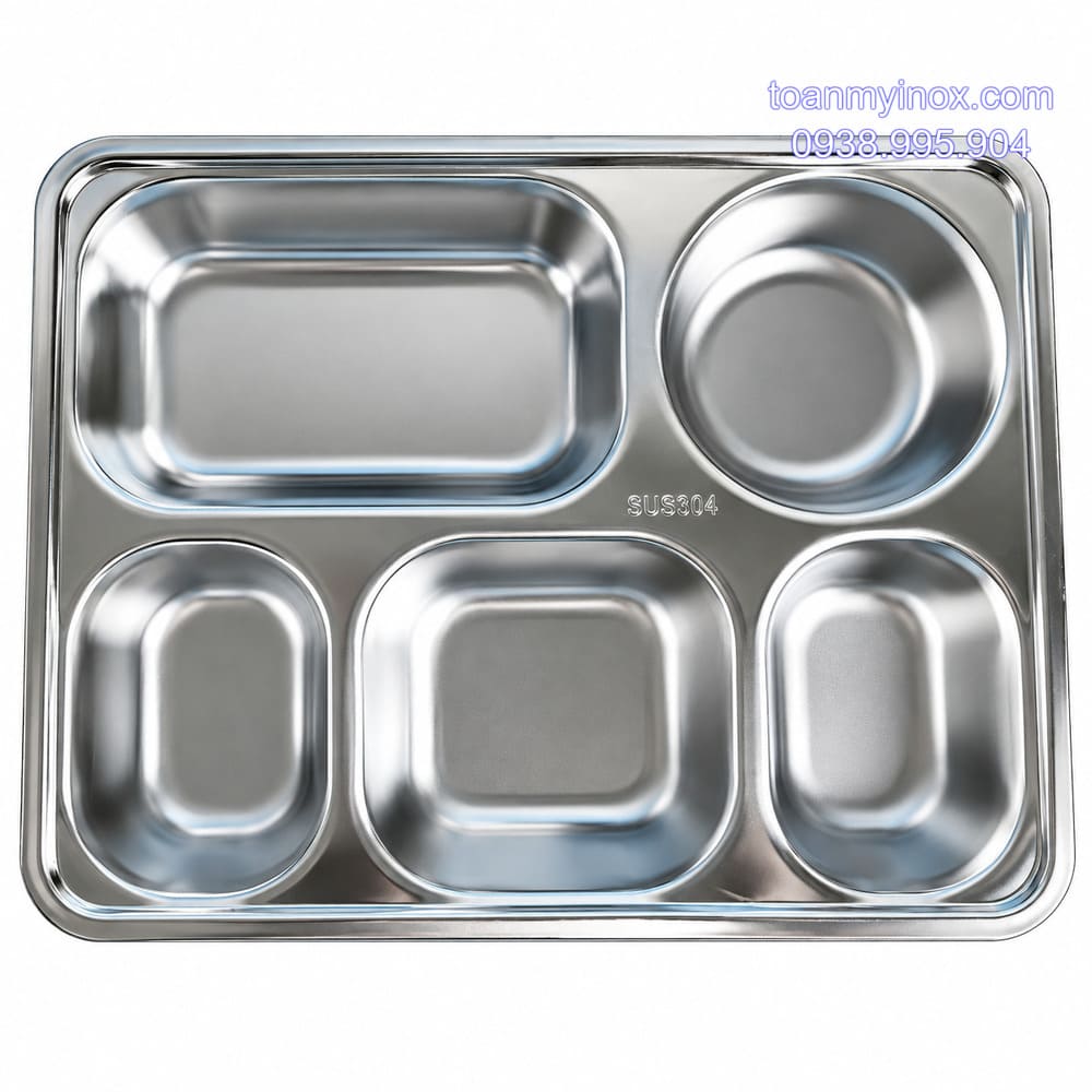 Khay cơm inox 5 ngăn sâu 304