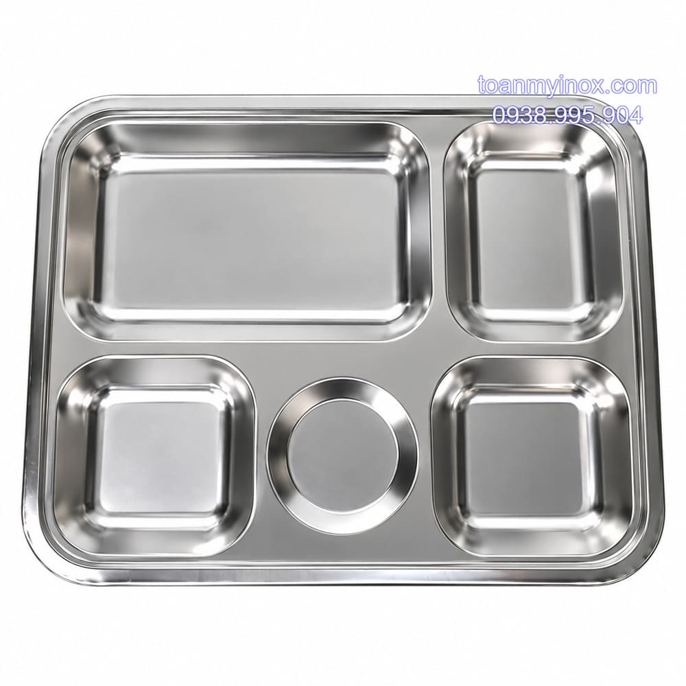 Khay cơm inox 5 ngăn thường